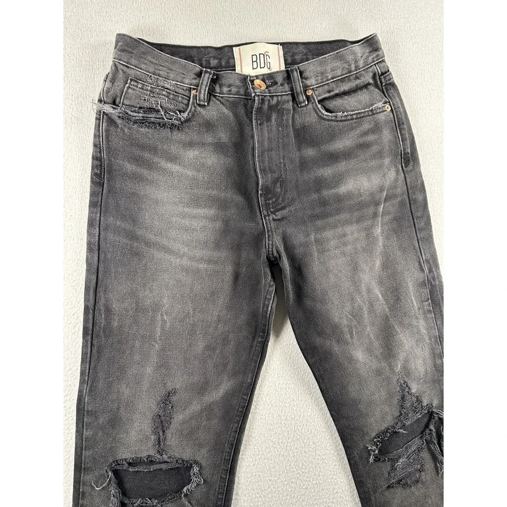 BDG Mens Sneaker Stack Fit Black Jeans Distressed Ripped Knee Size 30X33